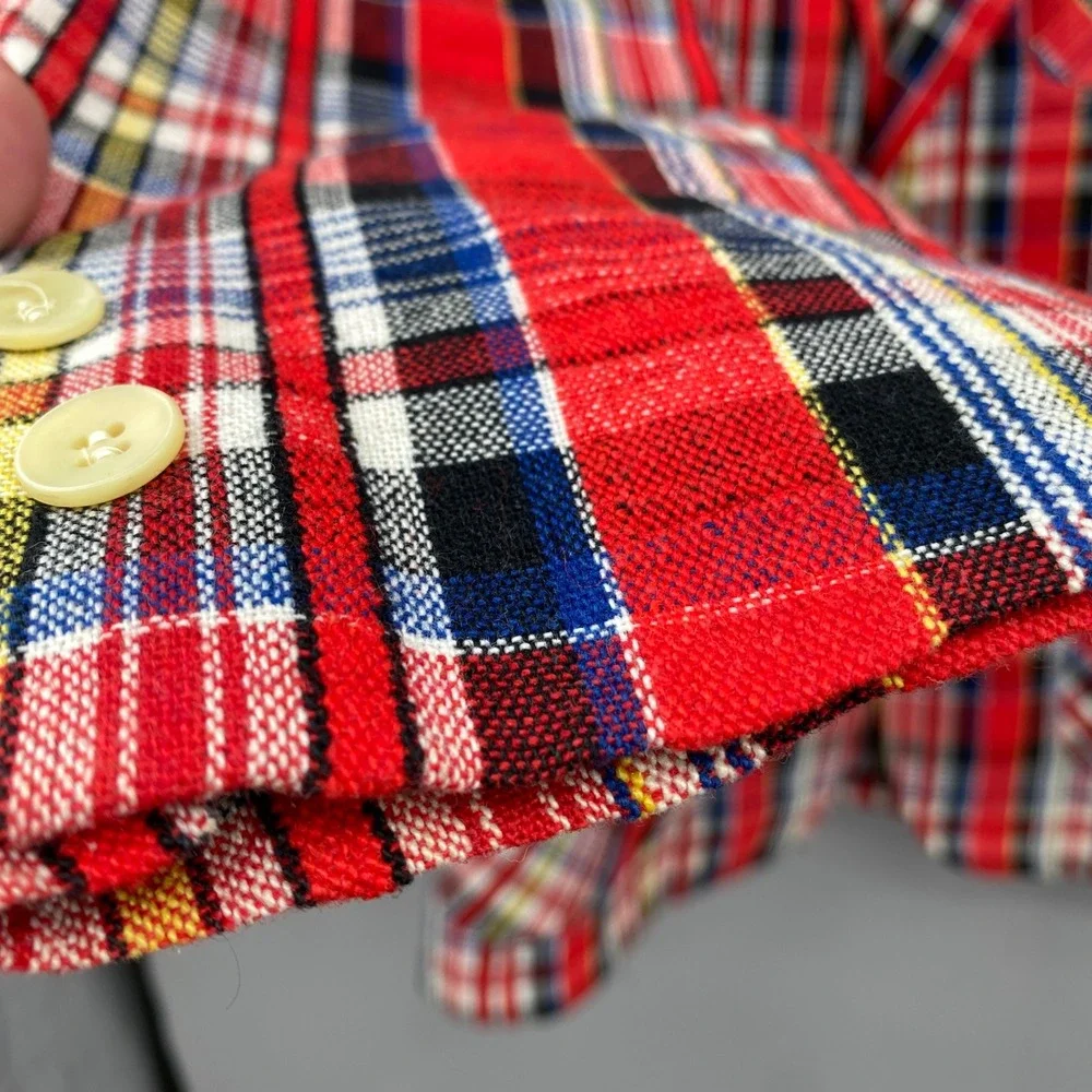 Vintage 70s Johnny Carson Red Tartan Plaid Sport Coat Blazer Mens 40R Mod
